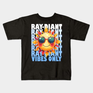 Sunny Smiles: Adorable Summer Sun with Sunglasses Kids T-Shirt